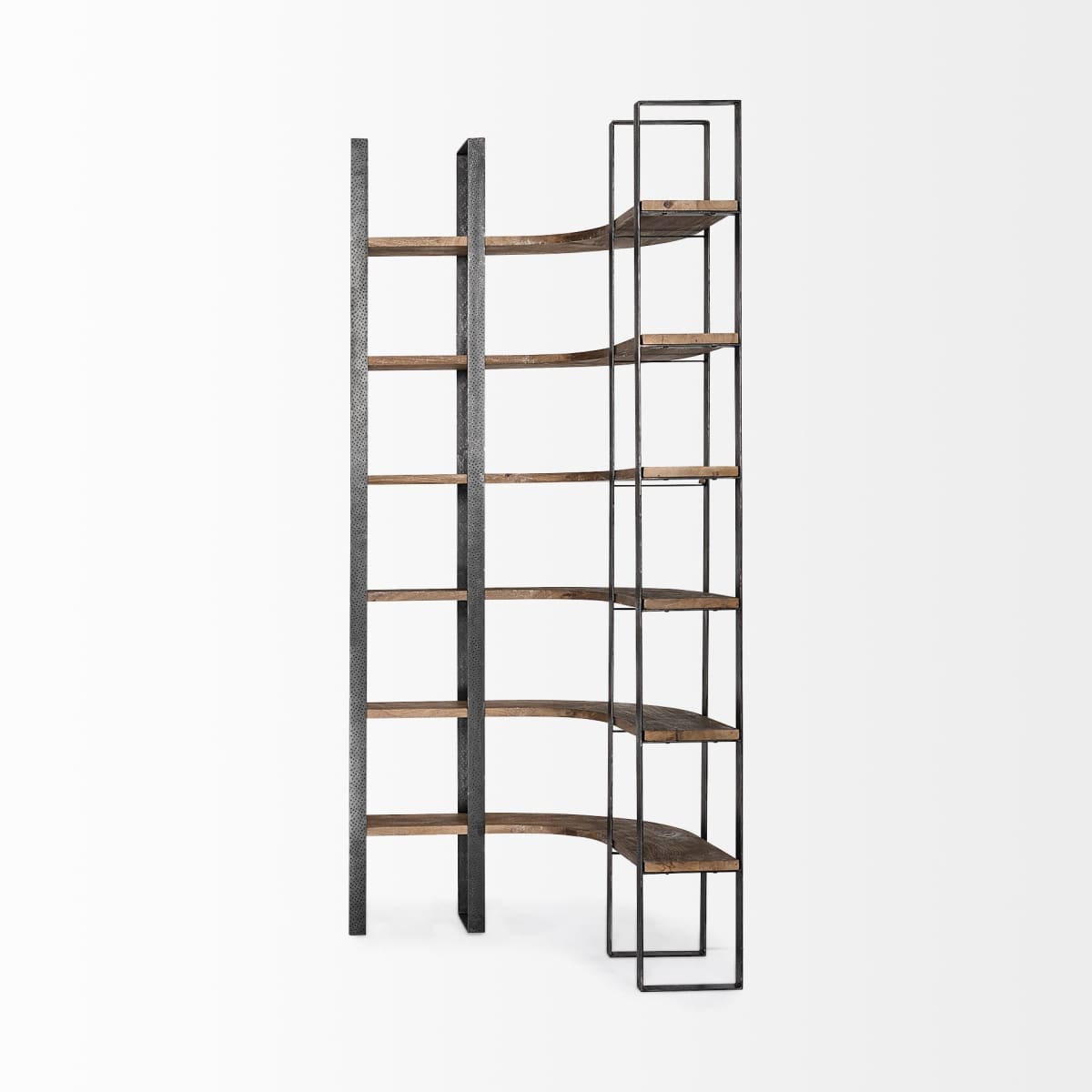 Turner Shelving Unit Dark Brown Wood | Black Metal - shelving