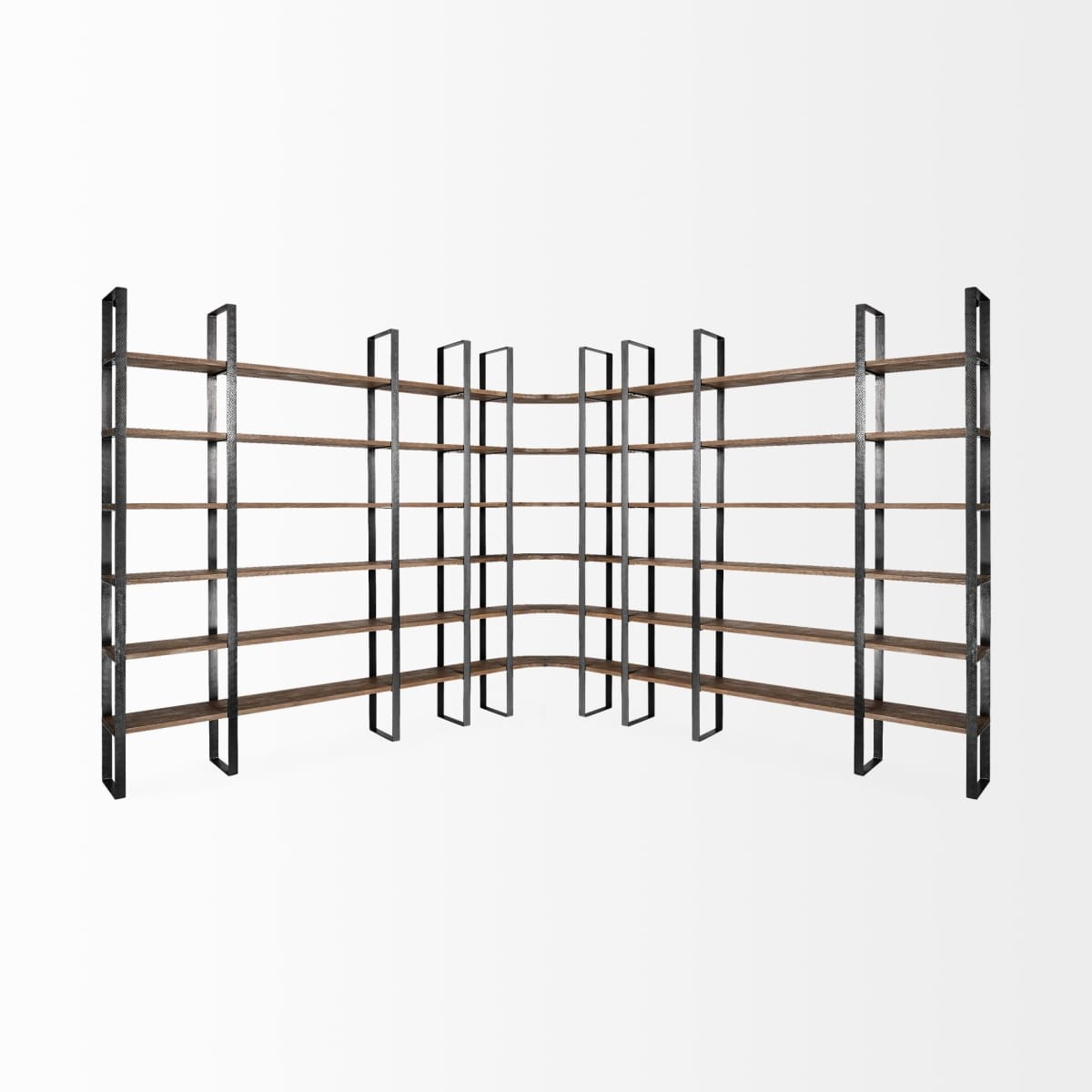 Turner Shelving Unit Dark Brown Wood | Black Metal - shelving