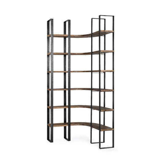 Turner Shelving Unit Dark Brown Wood | Black Metal - shelving