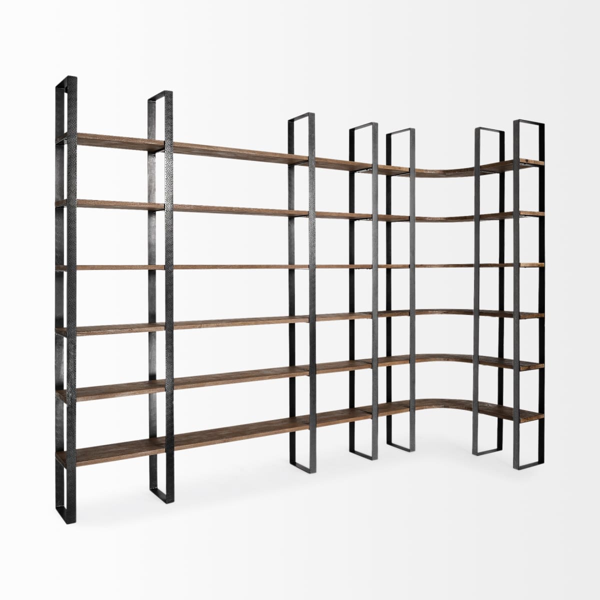 Turner Shelving Unit Dark Brown Wood | Black Metal - shelving