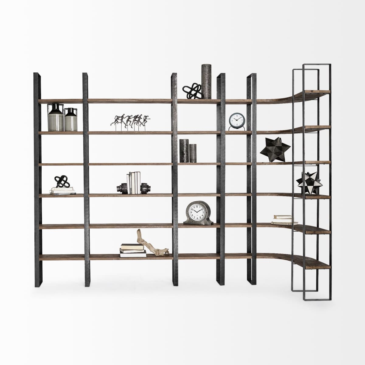 Turner Shelving Unit Dark Brown Wood | Black Metal - shelving