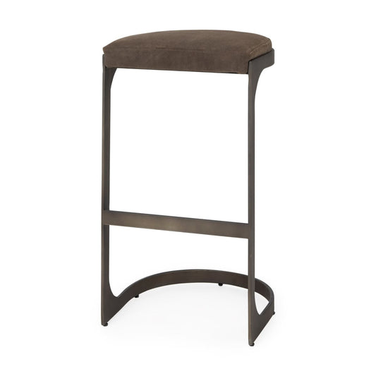 Tyson Bar Counter Stool Brown/Gray Suede | Black Metal | Bar - bar-stools