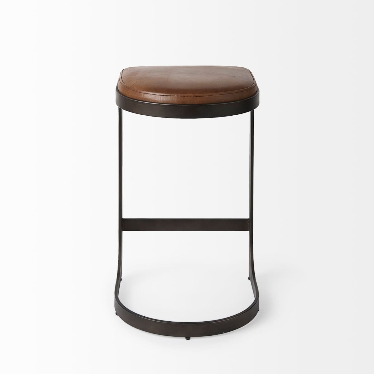 Tyson Bar Counter Stool Brown Leather | Black Metal | Counter - bar-stools