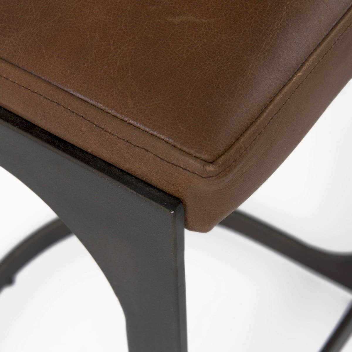 Tyson Bar Counter Stool Brown Leather | Black Metal | Counter - bar-stools