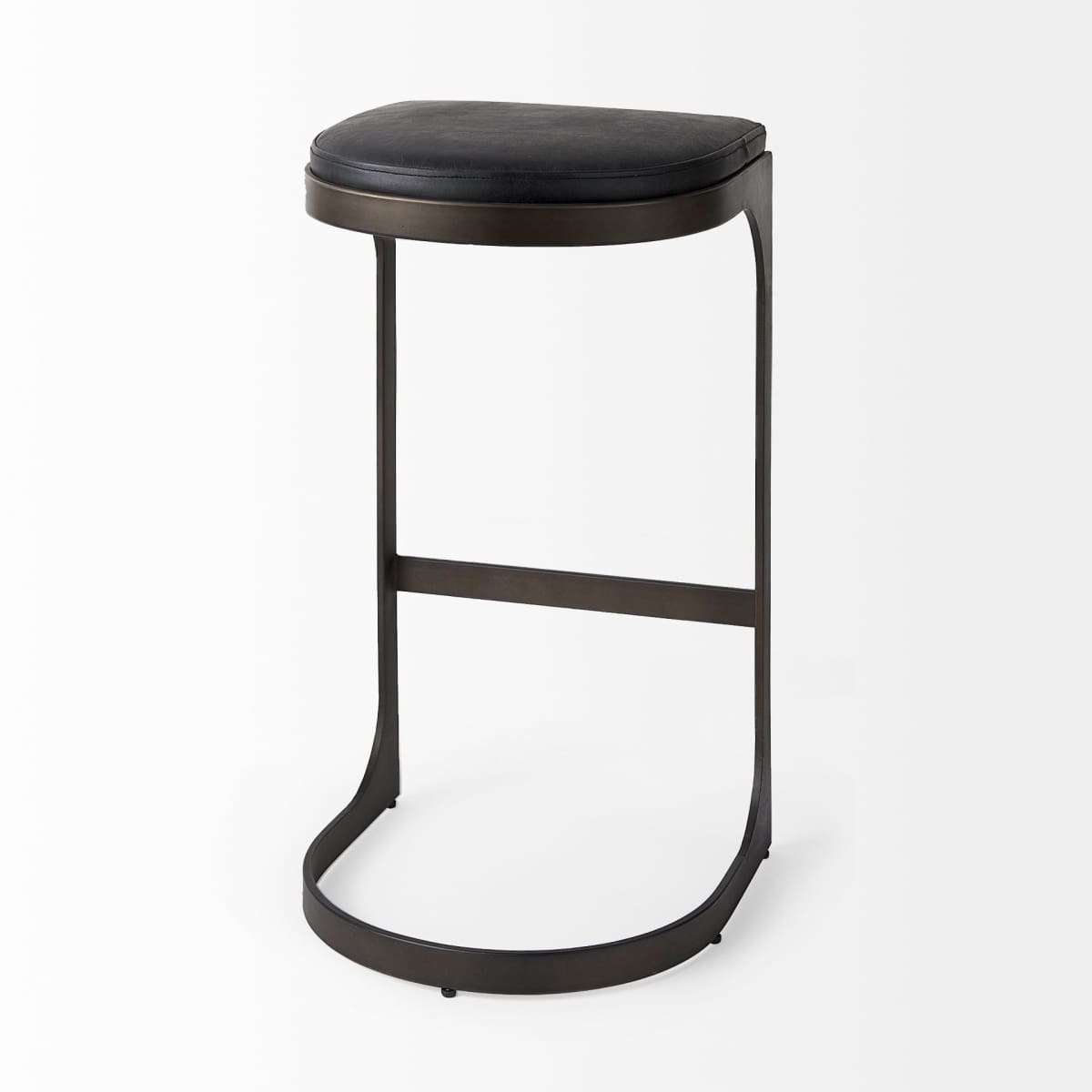 Tyson Leather Seat Bar Counter Stool Black Leather | Black Metal | Bar - bar-stools