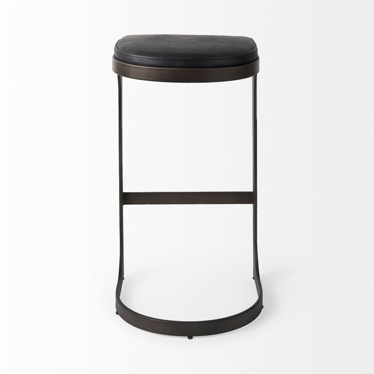 Tyson Leather Seat Bar Counter Stool Black Leather | Black Metal | Bar - bar-stools