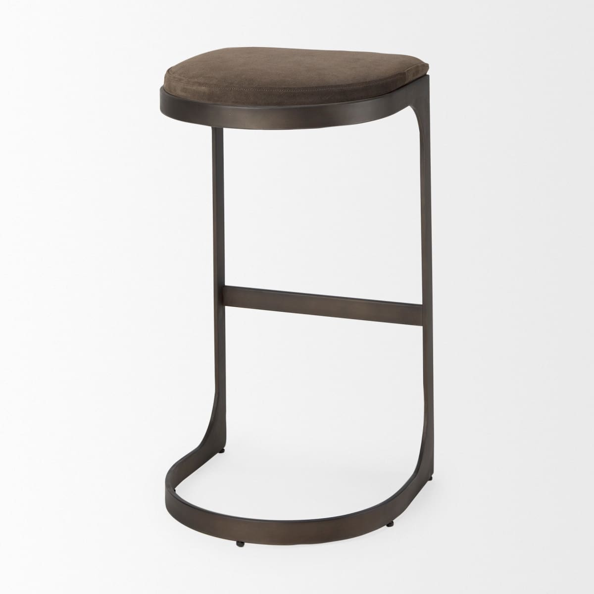 Tyson Upholstered Seat Bar Counter Stool Brown/Gray Suede | Black Metal | Bar - bar-stools