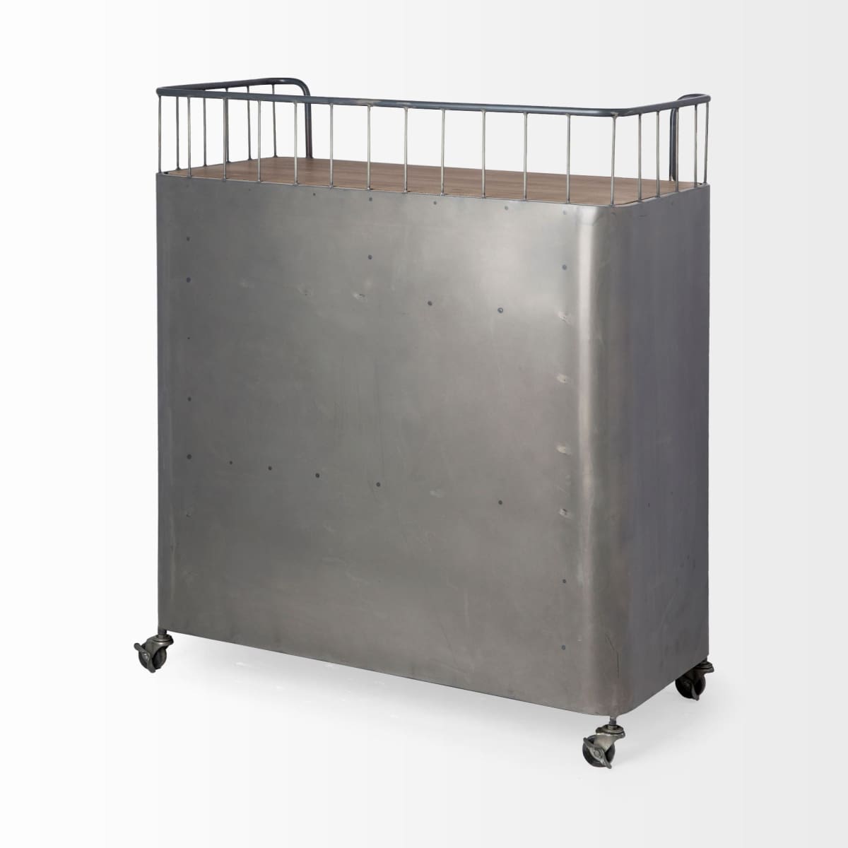 Udo Bar Cart Gray Metal | Brown Wood - bar-carts