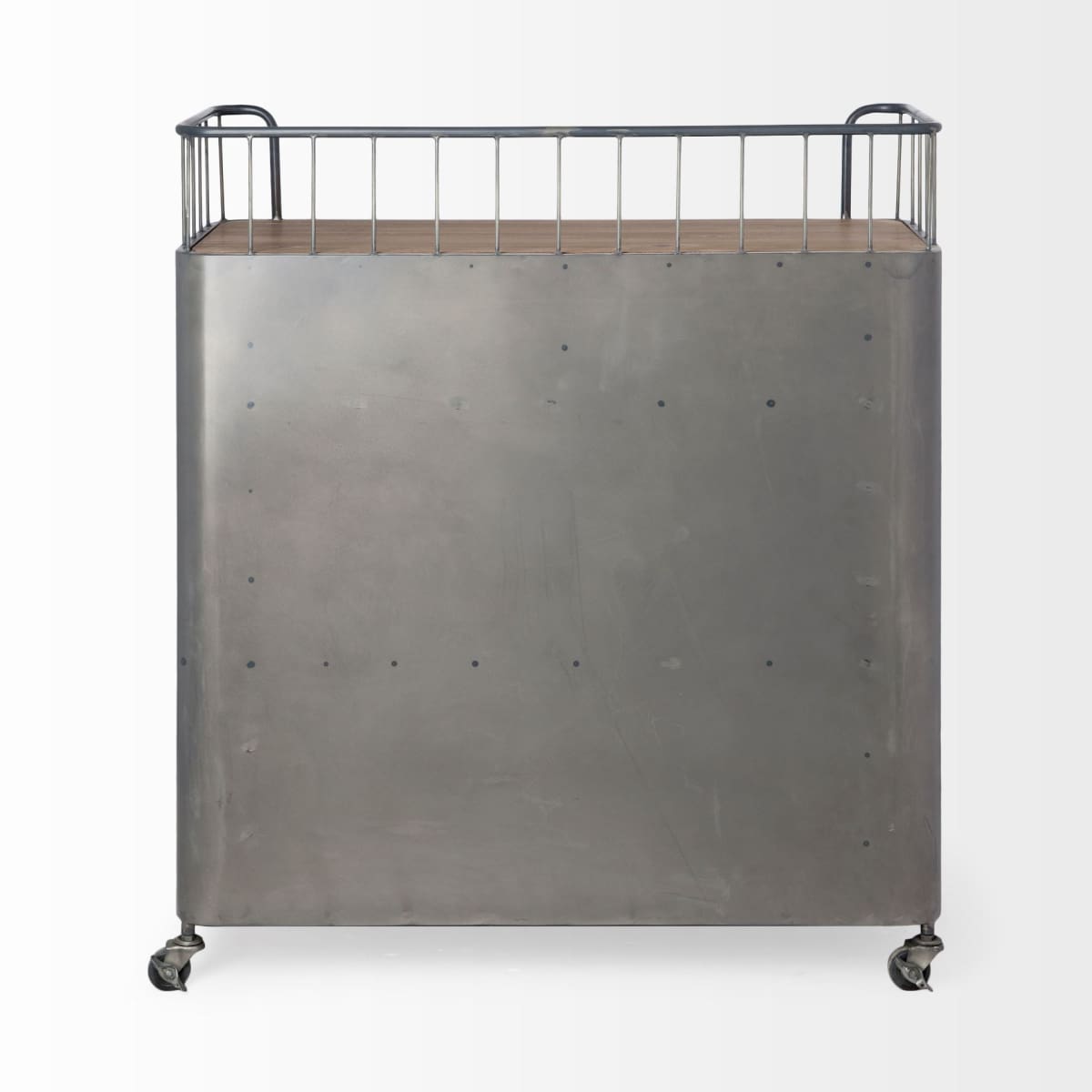 Udo Bar Cart Gray Metal | Brown Wood - bar-carts