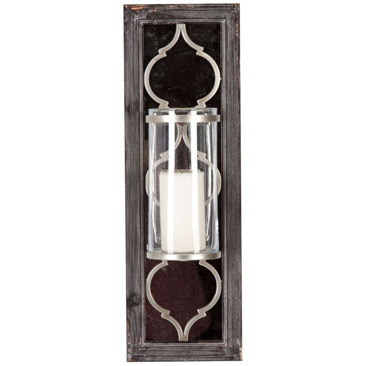 Umminal Wall Candle Holder Antiqued Silver Wood | Glass | Antiqued-silver polished metal - wall-candle-holders