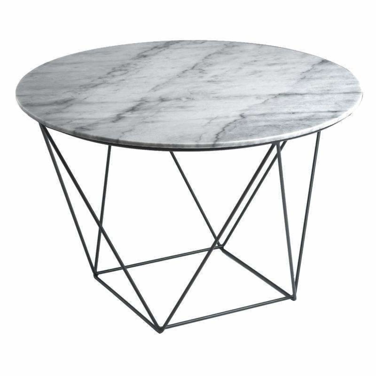 Valencia Round End Table - Grey Marble Top + Black Matte