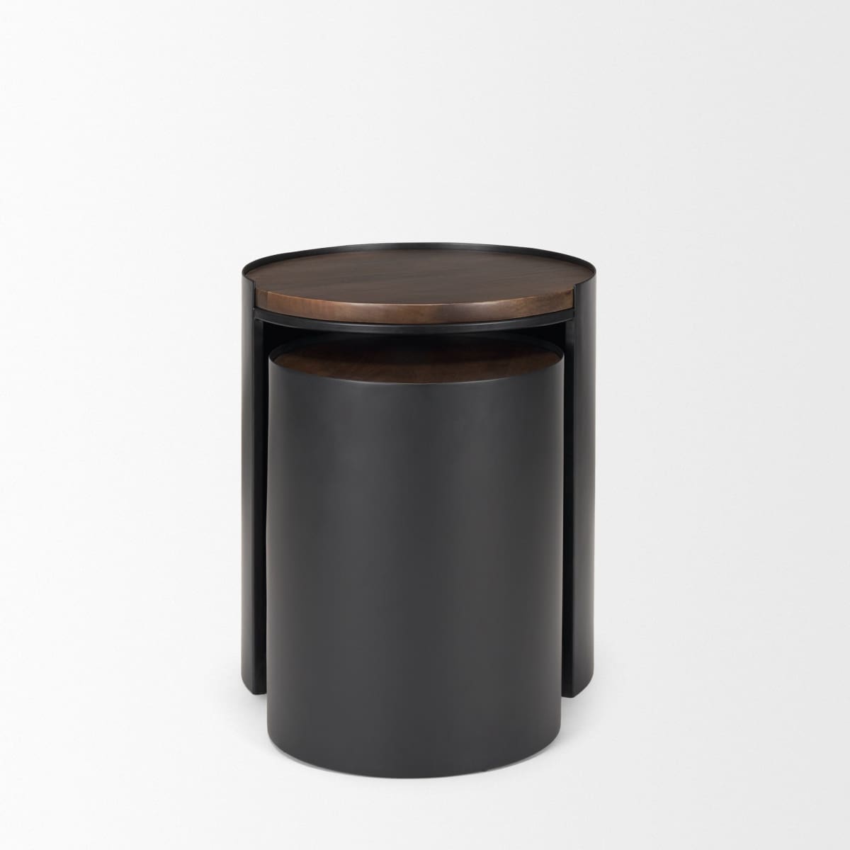 Varden Accent Table Matte Black Metal | Medium Brown Wood - accent-tables