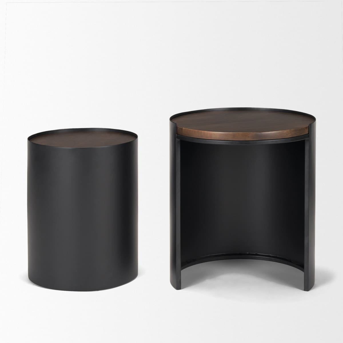 Varden Accent Table Matte Black Metal | Medium Brown Wood - accent-tables