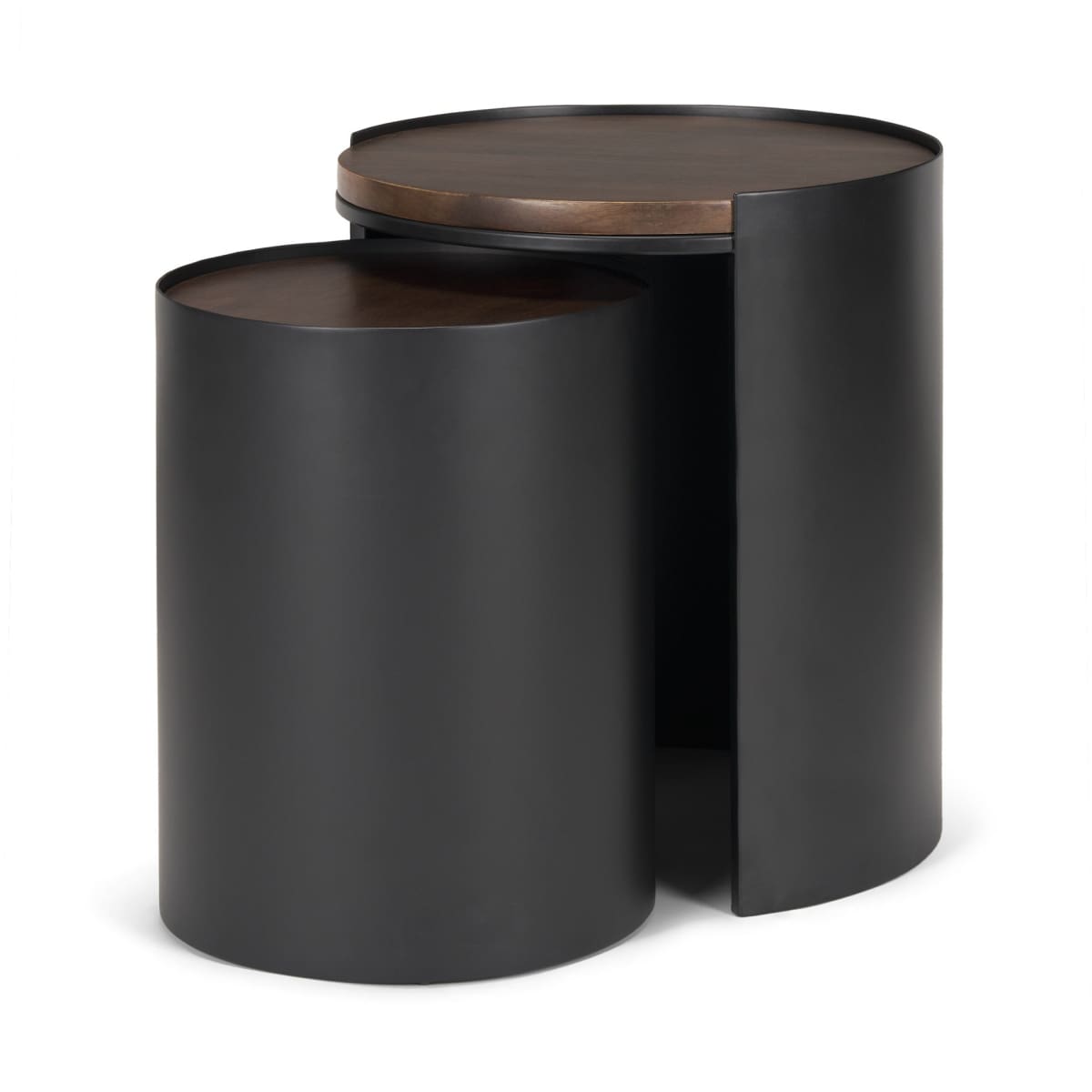 Varden Accent Table Matte Black Metal | Medium Brown Wood - accent-tables