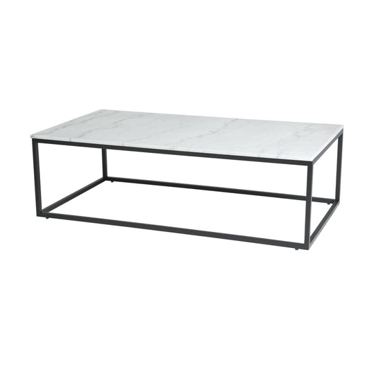 Verona Coffee Table - White Marble Top/ Matte Black Base - lh-import-coffee-tables