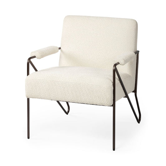 Vicunya Accent Chair Cream Boucle | Brown Metal - accent-chairs