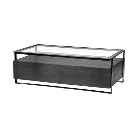Vidro Coffee Table Glass | Black Wood - coffee-tables