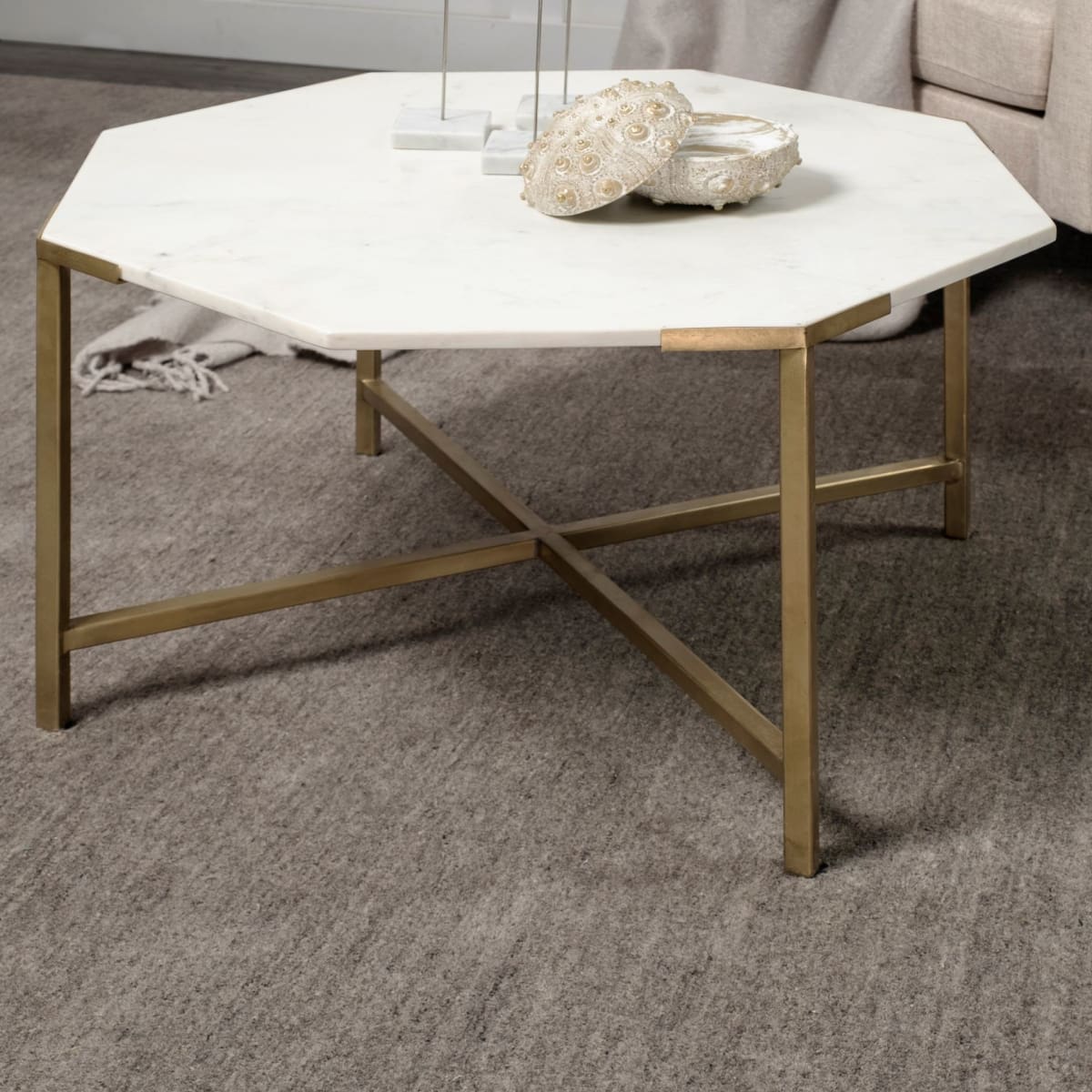 Vincent Coffee Table White Marble | Gold Metal - coffee-tables