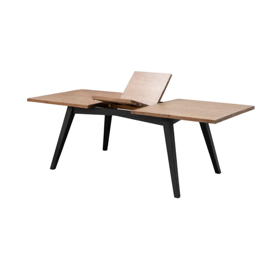 Viva Extension Dining Table - Sundried Wheat - Matte Black - lh-import-dining-tables