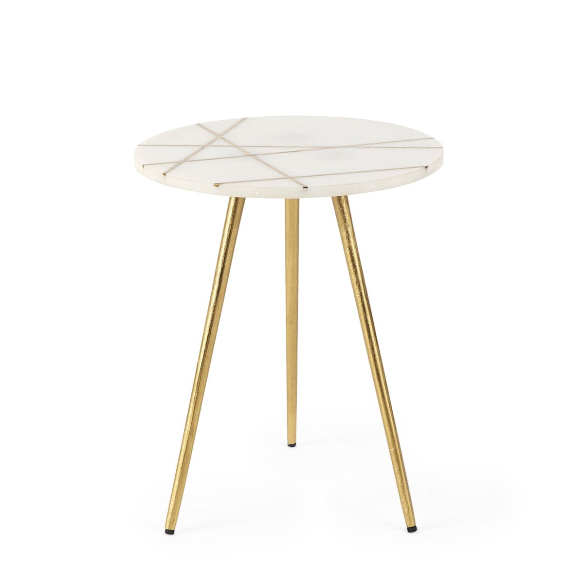 Vivienne Accent Table Series White Marble | Gold Metal | 19.0H - accent-tables