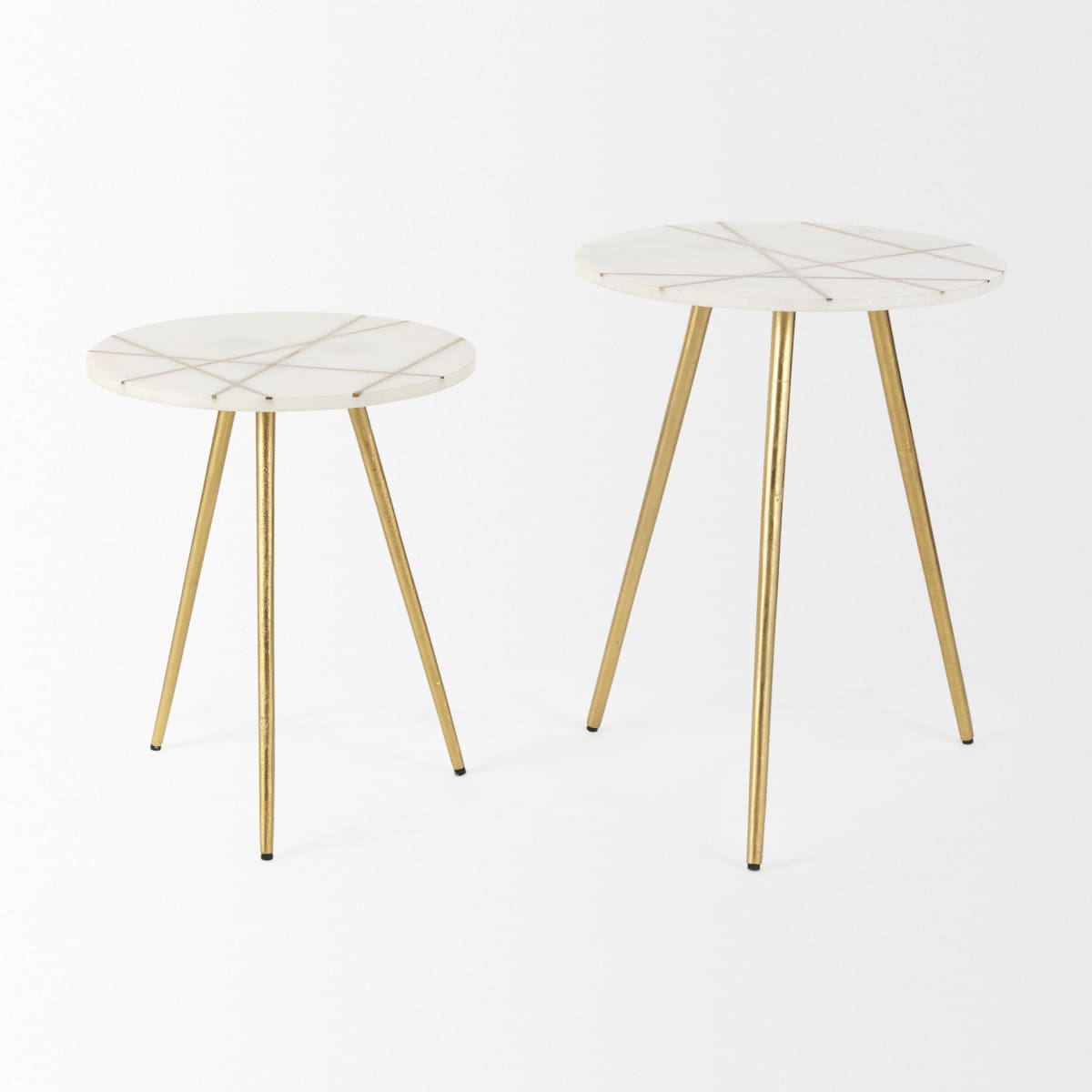 Vivienne Accent Table Series White Marble | Gold Metal | 19.0H - accent-tables
