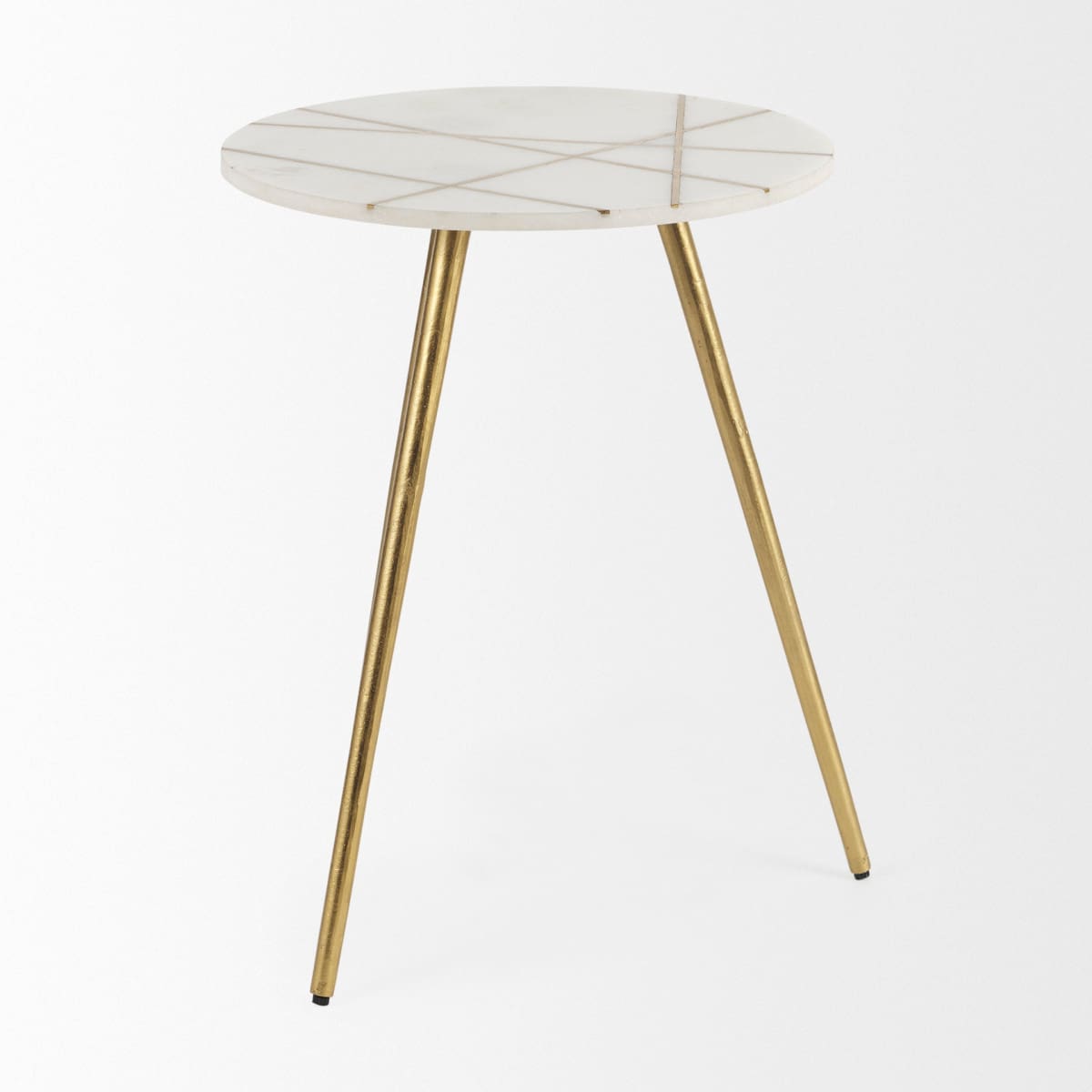 Vivienne Accent Table Series White Marble | Gold Metal | 23.0H - accent-tables