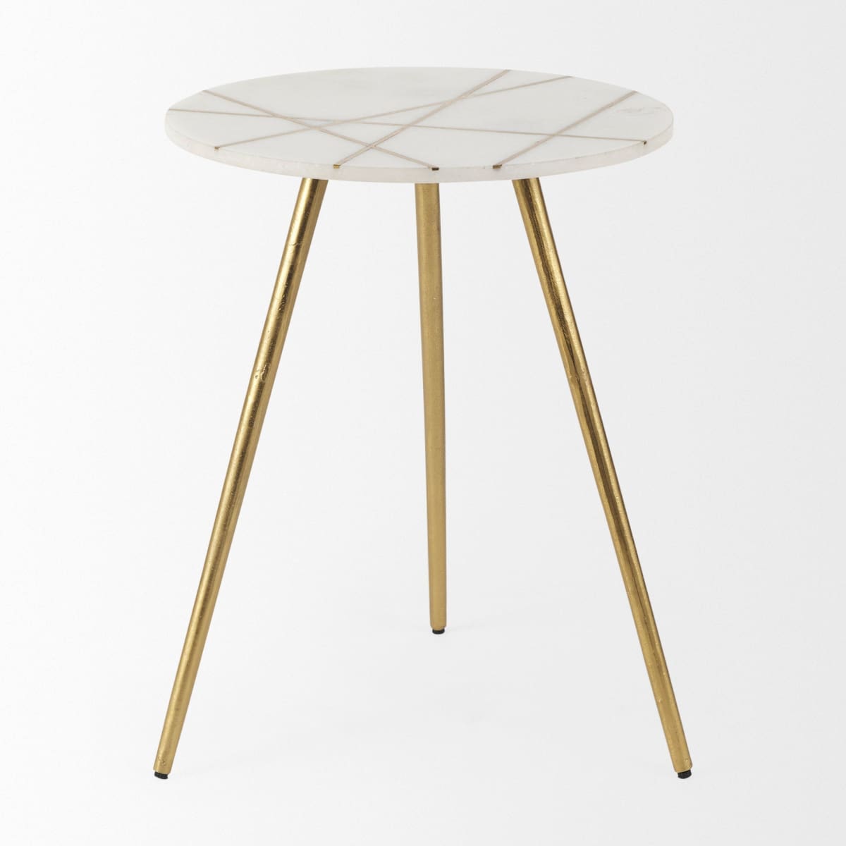 Vivienne Accent Table Series White Marble | Gold Metal | 23.0H - accent-tables