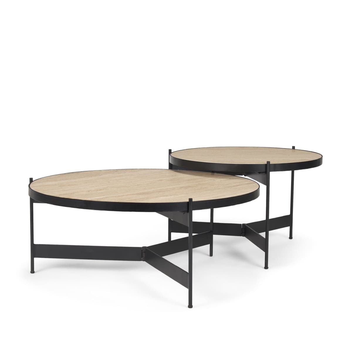 Wade Coffee Table Travertine | Black Metal - coffee-tables