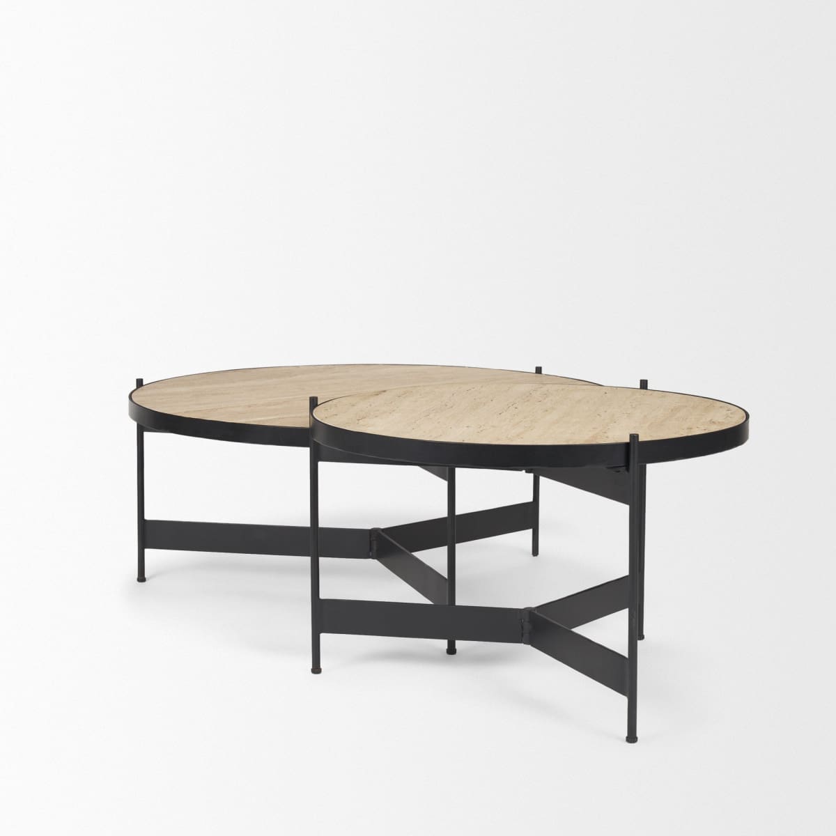 Wade Coffee Table Travertine | Black Metal - coffee-tables