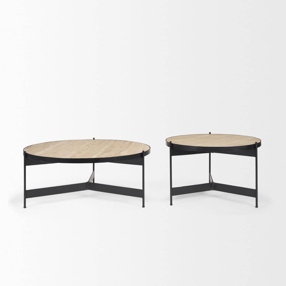 Wade Coffee Table Travertine | Black Metal - coffee-tables