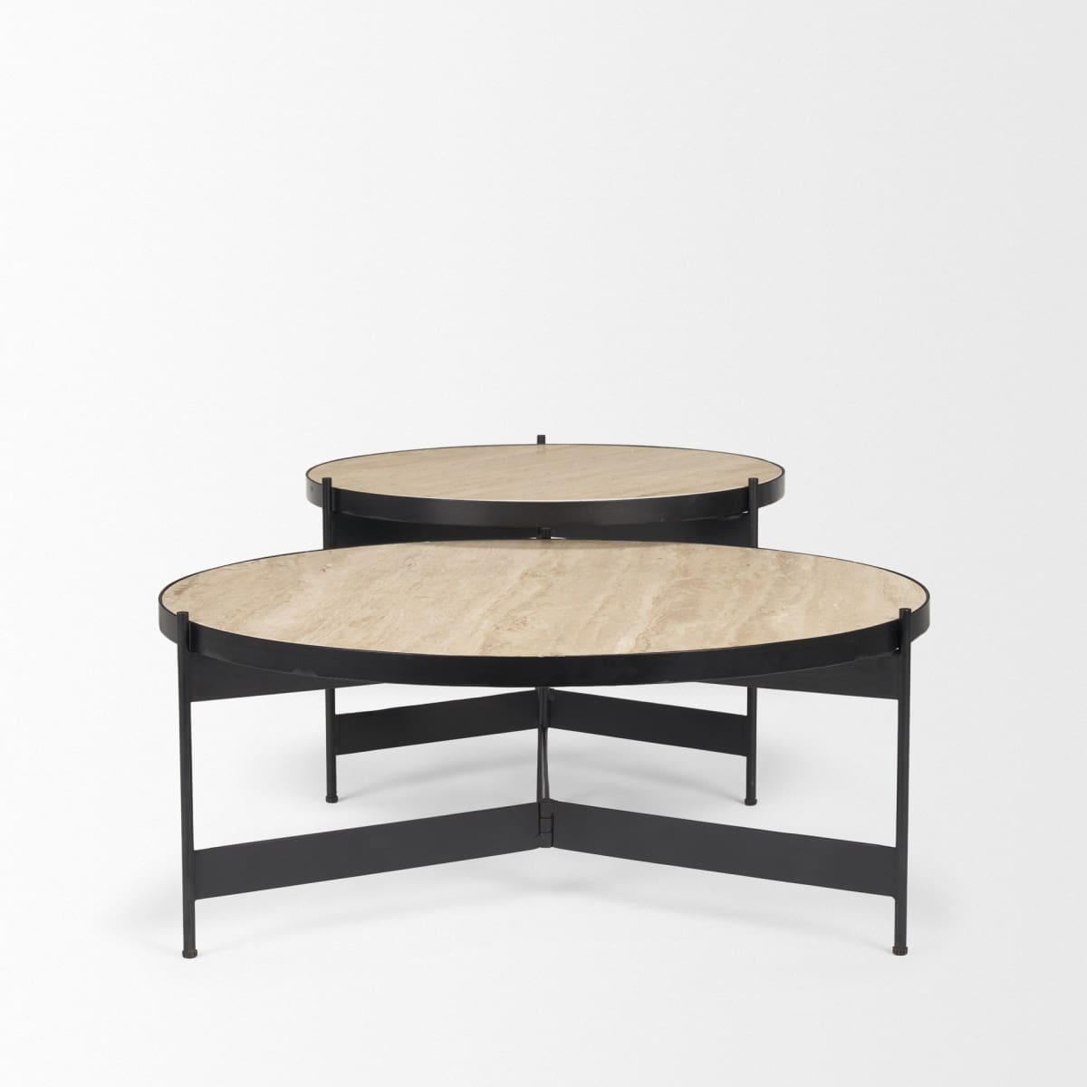 Wade Coffee Table Travertine | Black Metal - coffee-tables