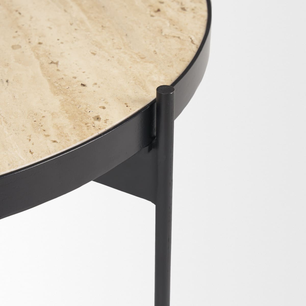 Wade Coffee Table Travertine | Black Metal - coffee-tables