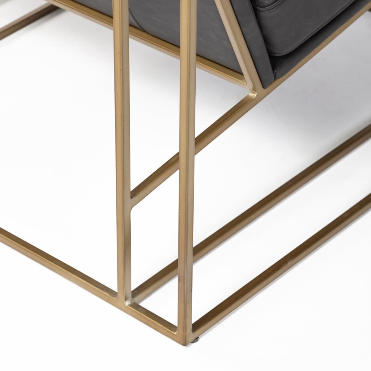 Watson Leather Accent Chair Black Leather | Gold Metal - accent-chairs