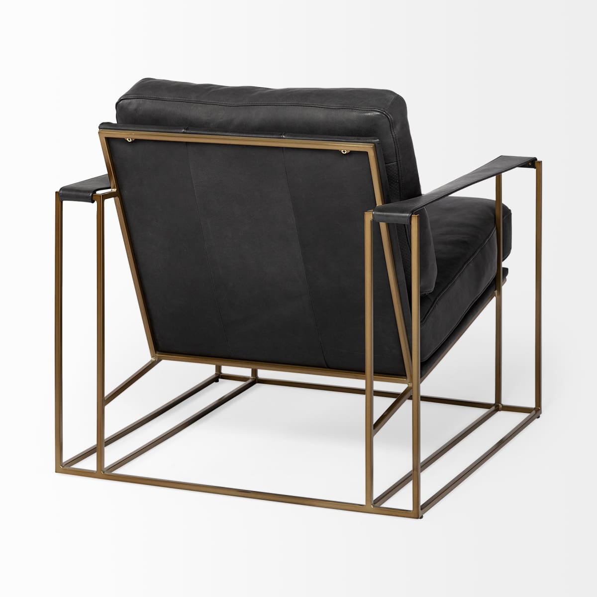 Watson Leather Accent Chair Black Leather | Gold Metal - accent-chairs