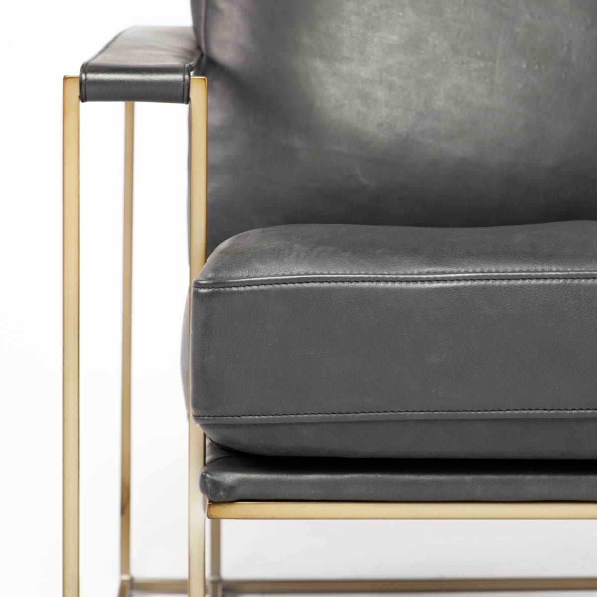 Watson Leather Accent Chair Black Leather | Gold Metal - accent-chairs