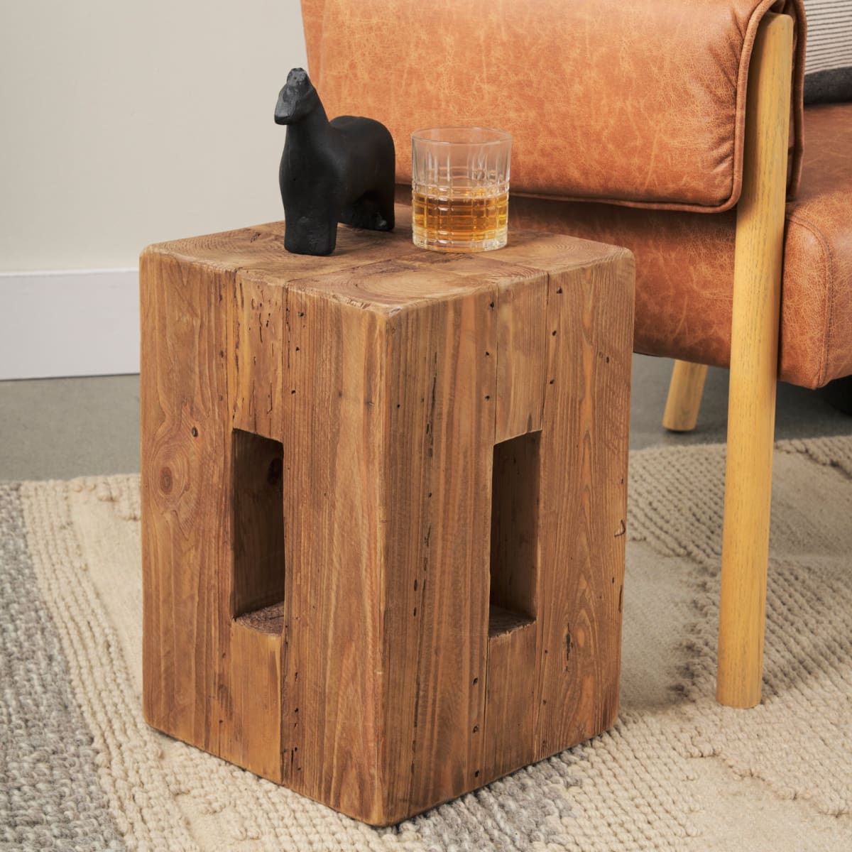 Waylon Stool Recycled Pine - ottoman-and-poufs