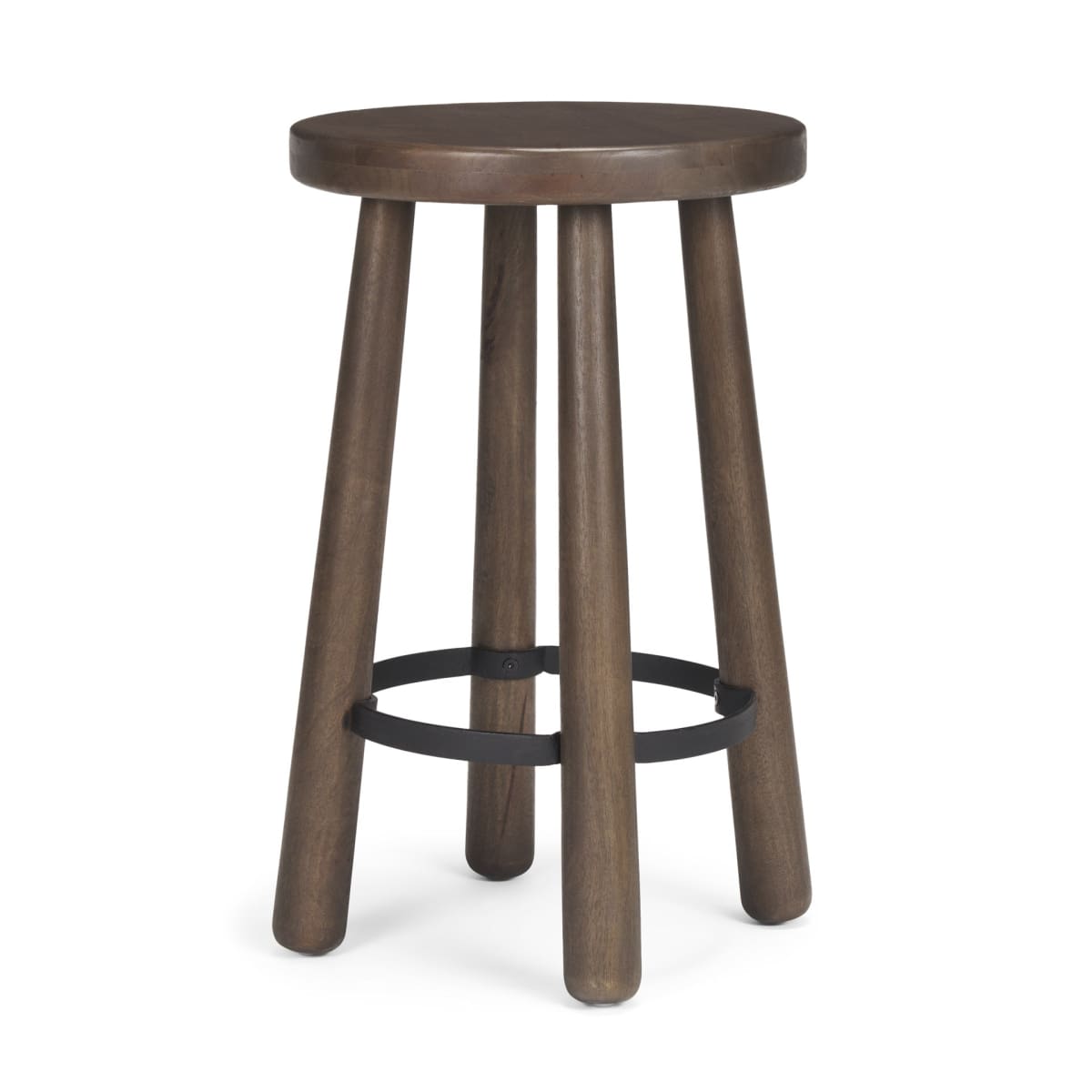 Weldon Counter Stool Dark Brown Wood | Black Metal - bar-stools