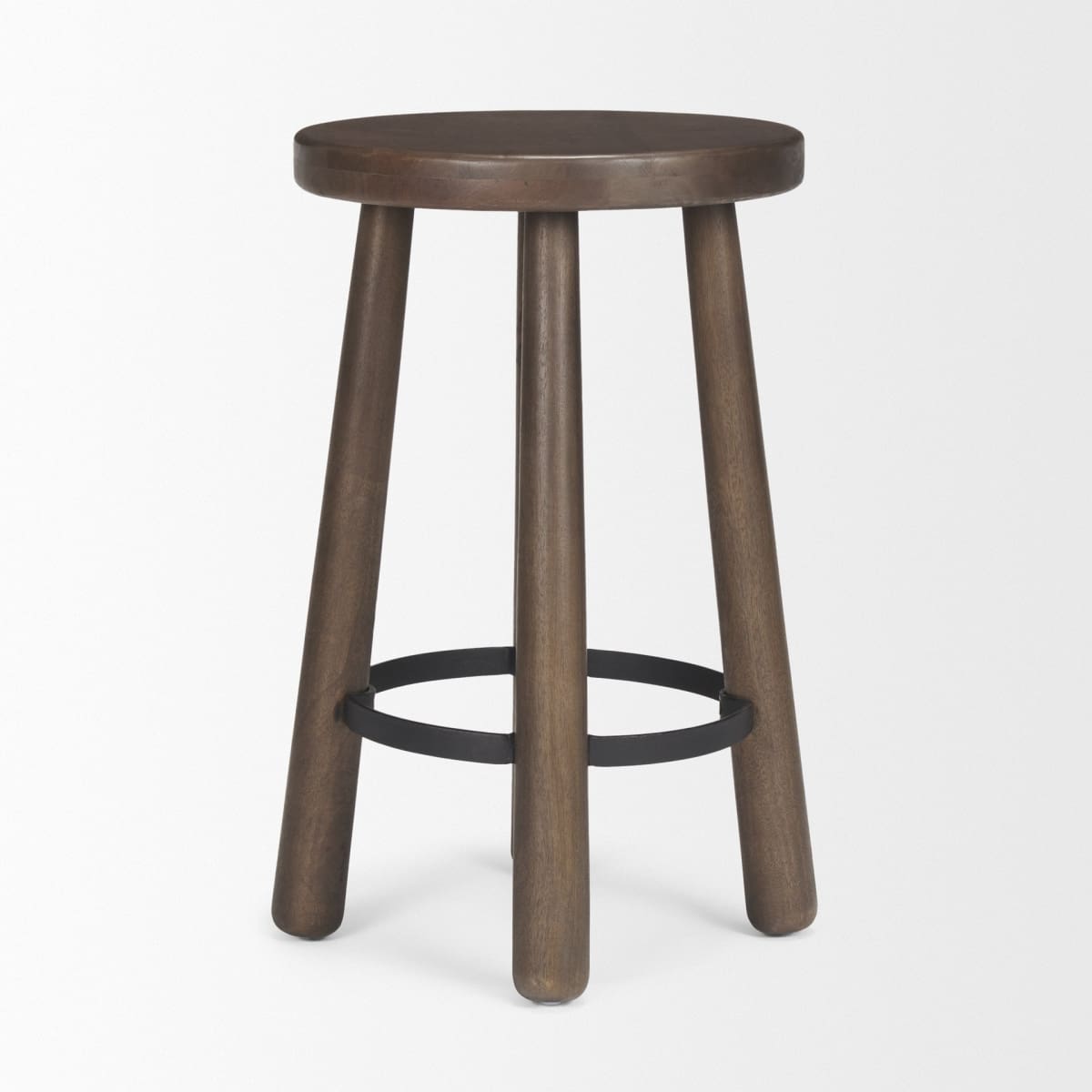 Weldon Counter Stool Dark Brown Wood | Black Metal - bar-stools