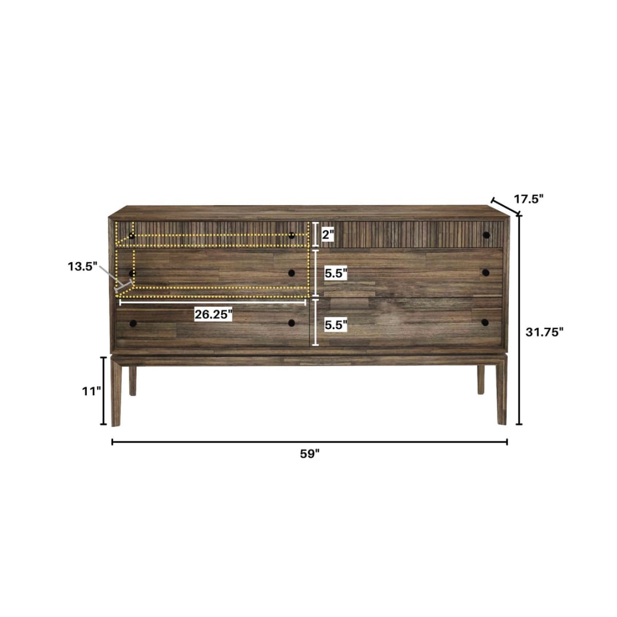 West Dresser 6 Drawers - lh-import-dressers