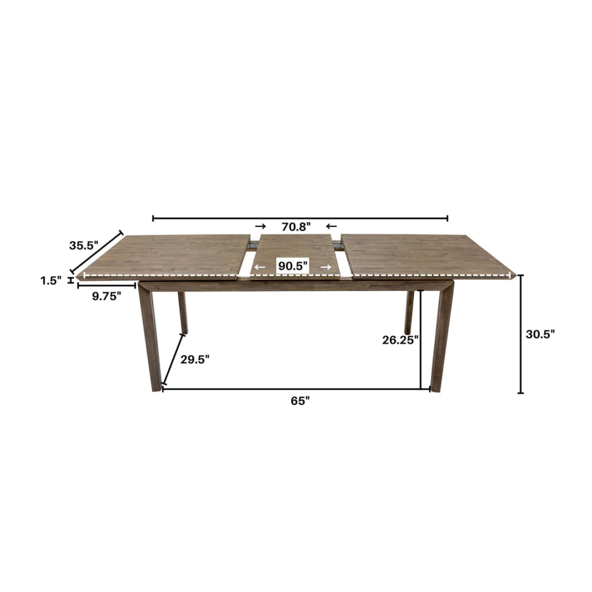 West Extension Dining Table (71/ 91) - lh-import-dining-tables