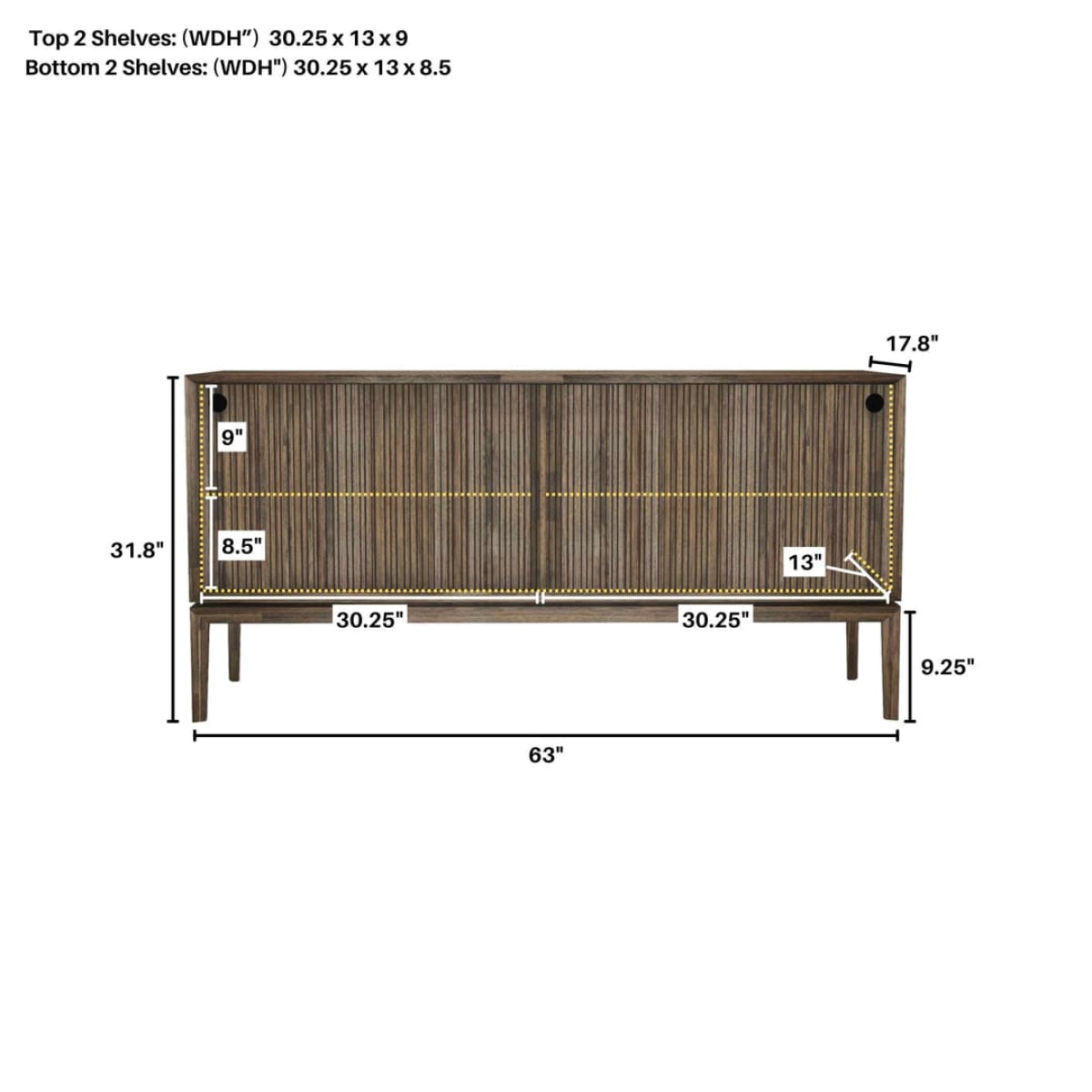 West Sideboard 2 Sliding Doors - lh-import-sideboards-cabinets