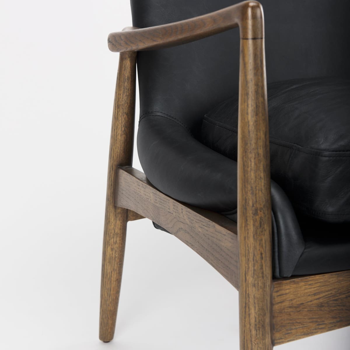 Westan Accent Chair Black Leather | Brown Wood - accent-chairs