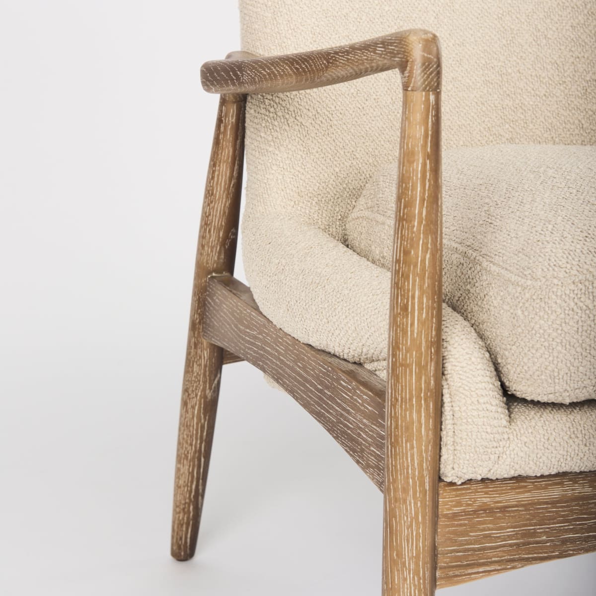 Westan Accent Chair Cream Bouclé Fabric | Brown Wood - accent-chairs