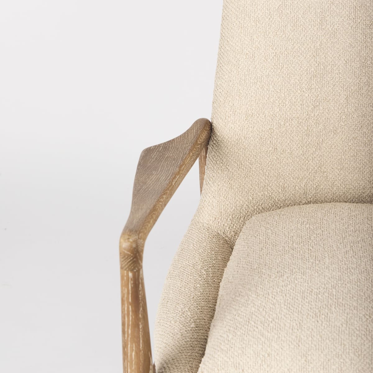 Westan Upholstered Accent Chair Cream Bouclé Fabric | Brown Wood - accent-chairs