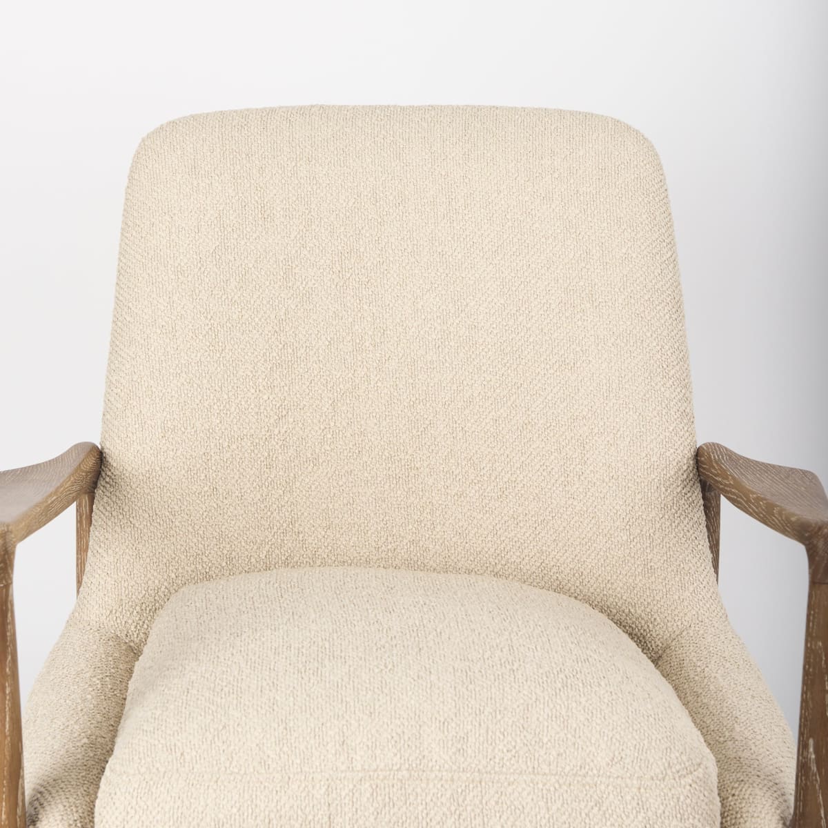 Westan Upholstered Accent Chair Cream Bouclé Fabric | Brown Wood - accent-chairs
