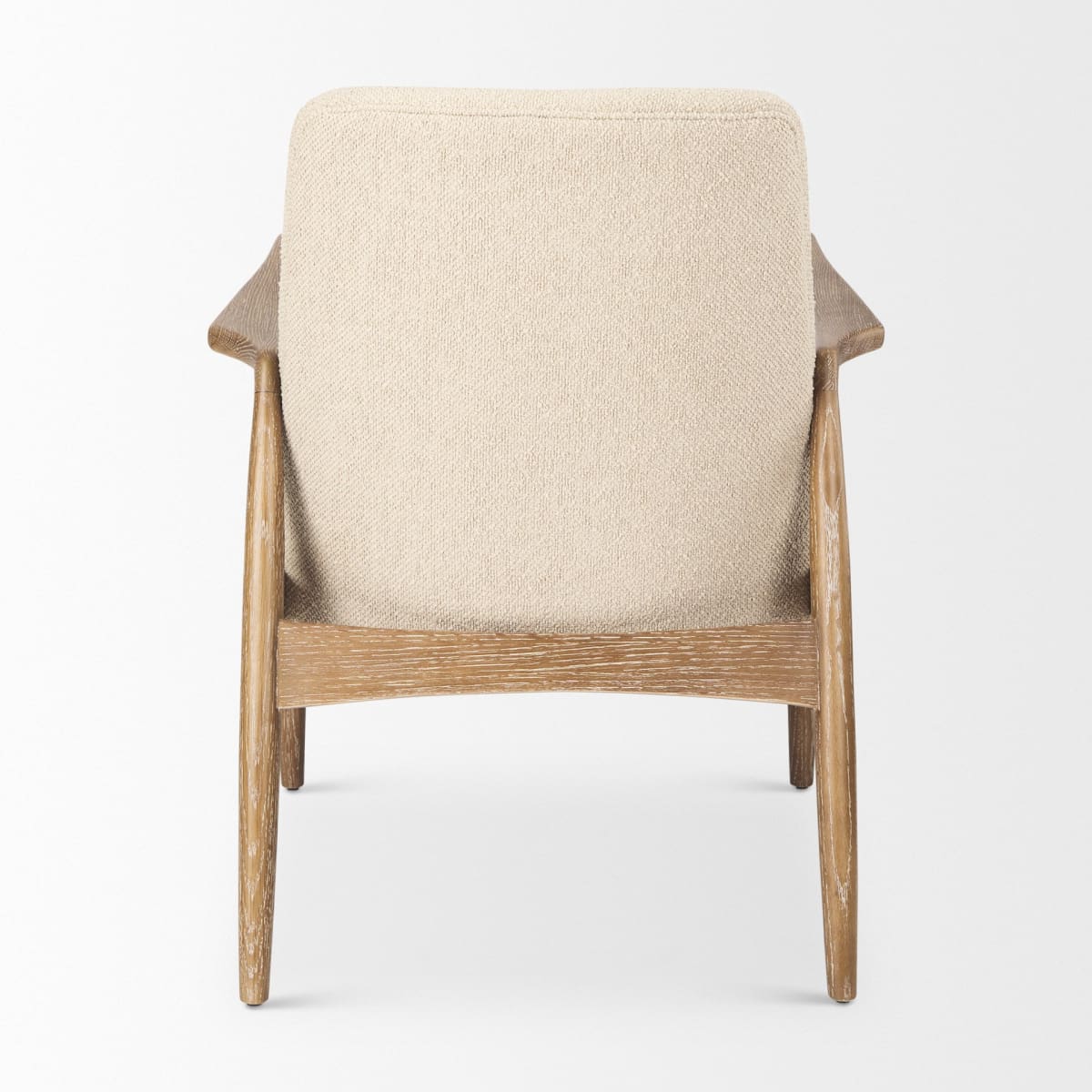 Westan Upholstered Accent Chair Cream Bouclé Fabric | Brown Wood - accent-chairs