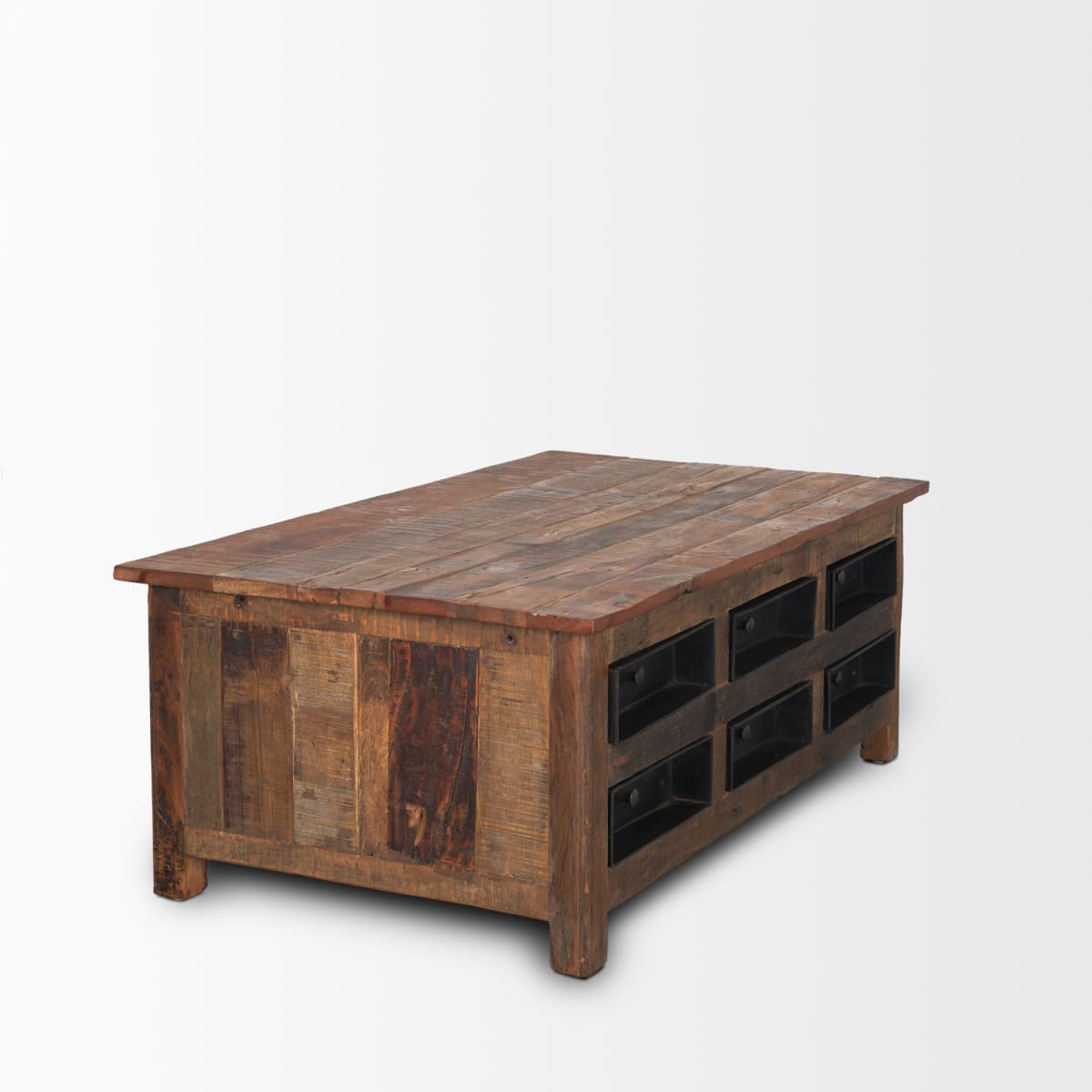 Wilton Coffee Table Black Metal | Brown Wood - coffee-tables