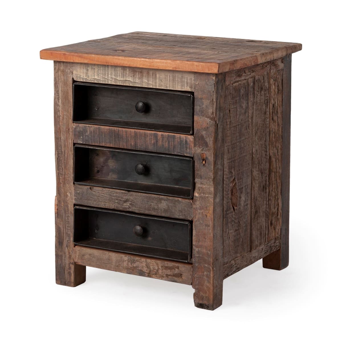 Wilton End Side Table Brown Wood | Black Metal - end-and-side-tables
