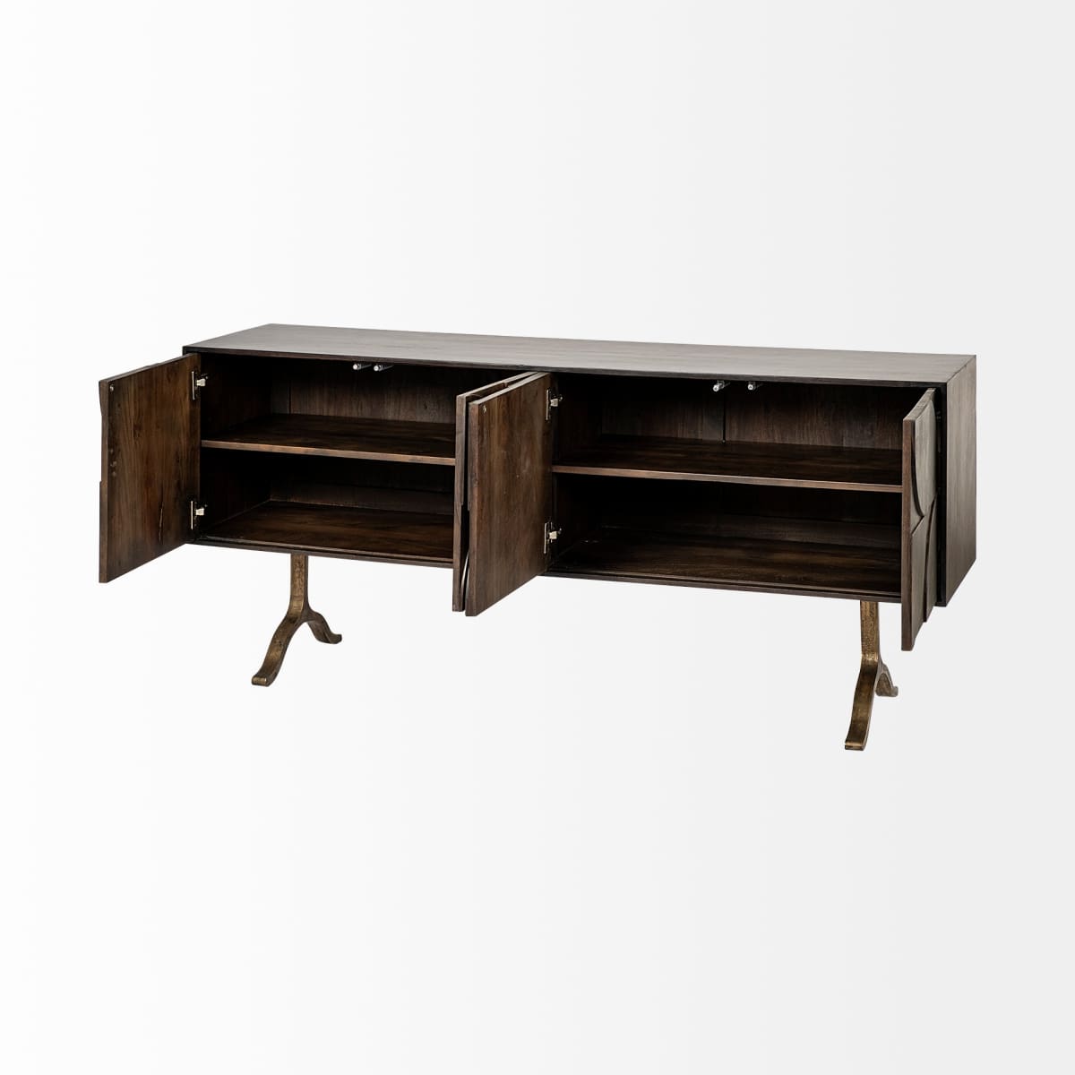 Xanti Sideboard Brown Wood | Gold Metal - sideboards-and-buffets