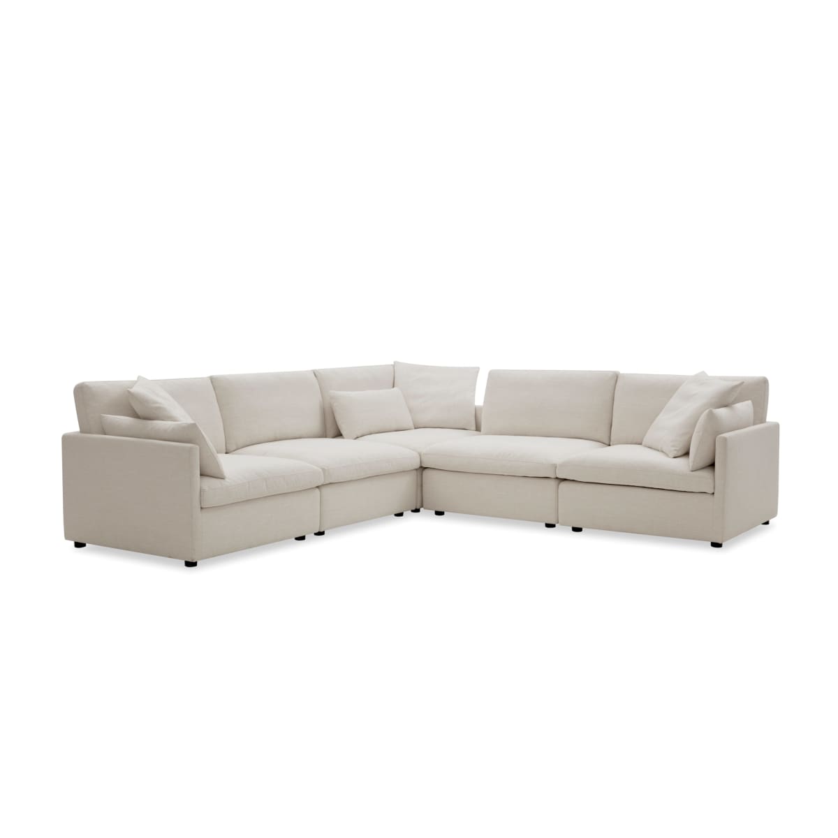 Zoe 5 Piece Modular Sectional | Cream Fabric - lh-import-sectionals